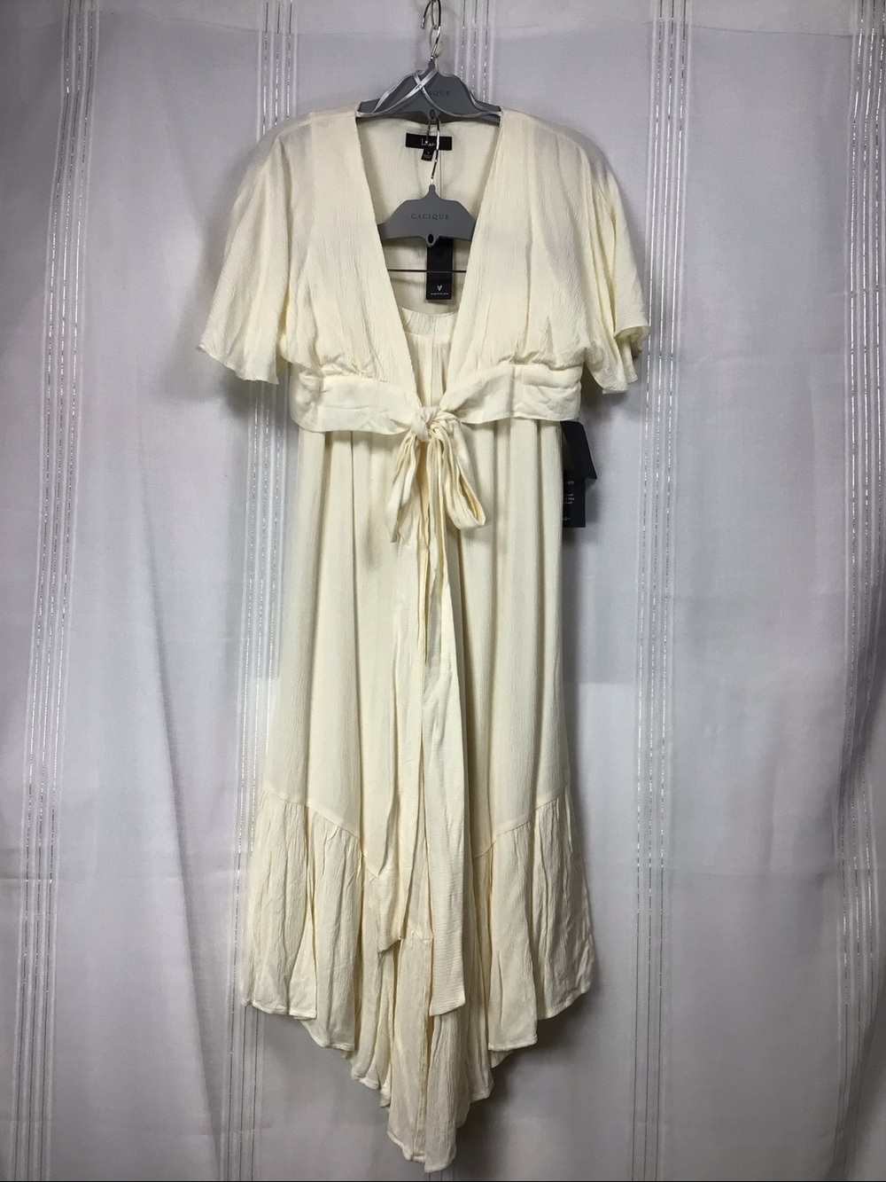 🆕 Lulu's 2 Pc Cream Wrap Tie Top and Palazzo Pants Sz.S